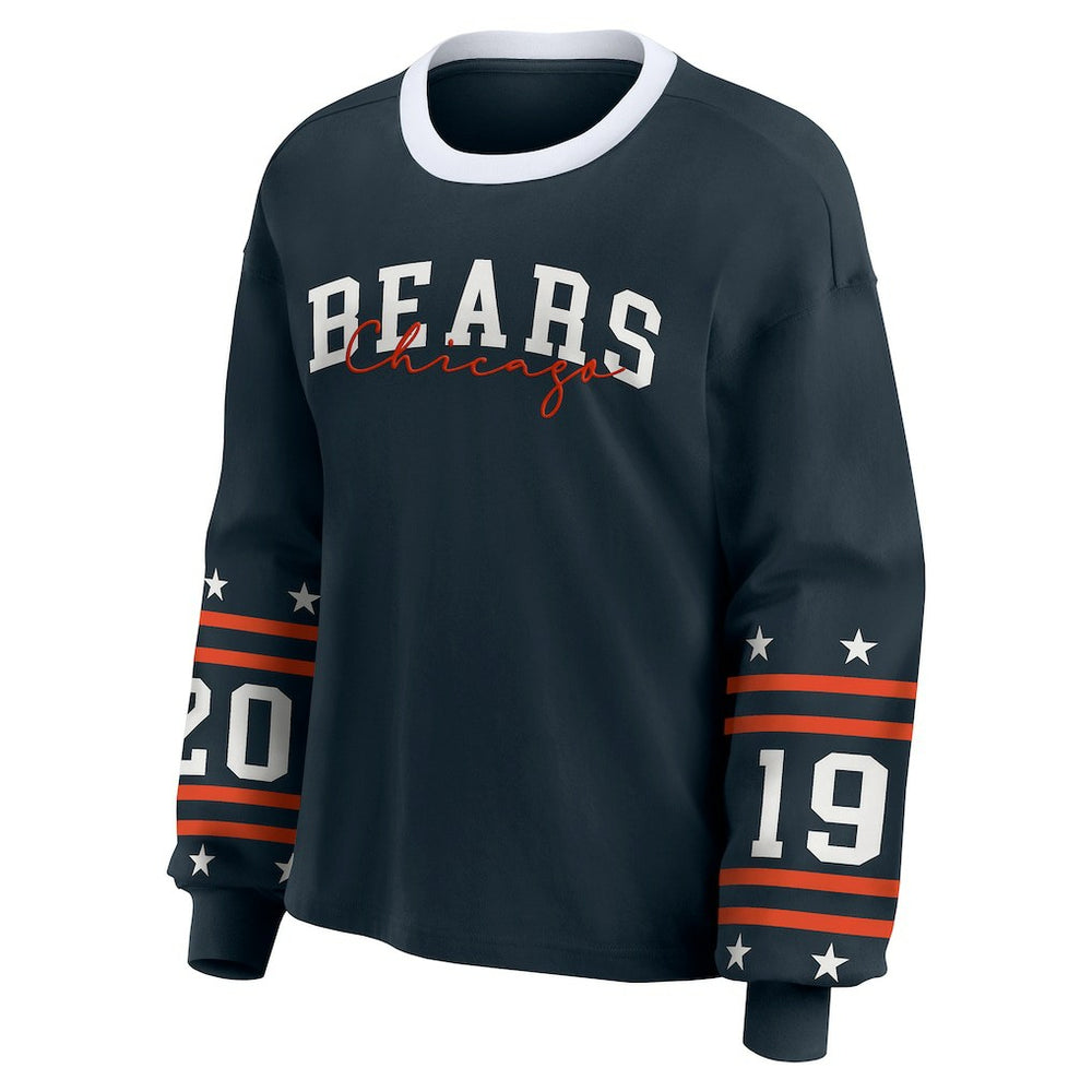 Chicago Bears WEAR by Erin Andrews Women's Sport Long-Sleeve T-Shirt Navy - NFL