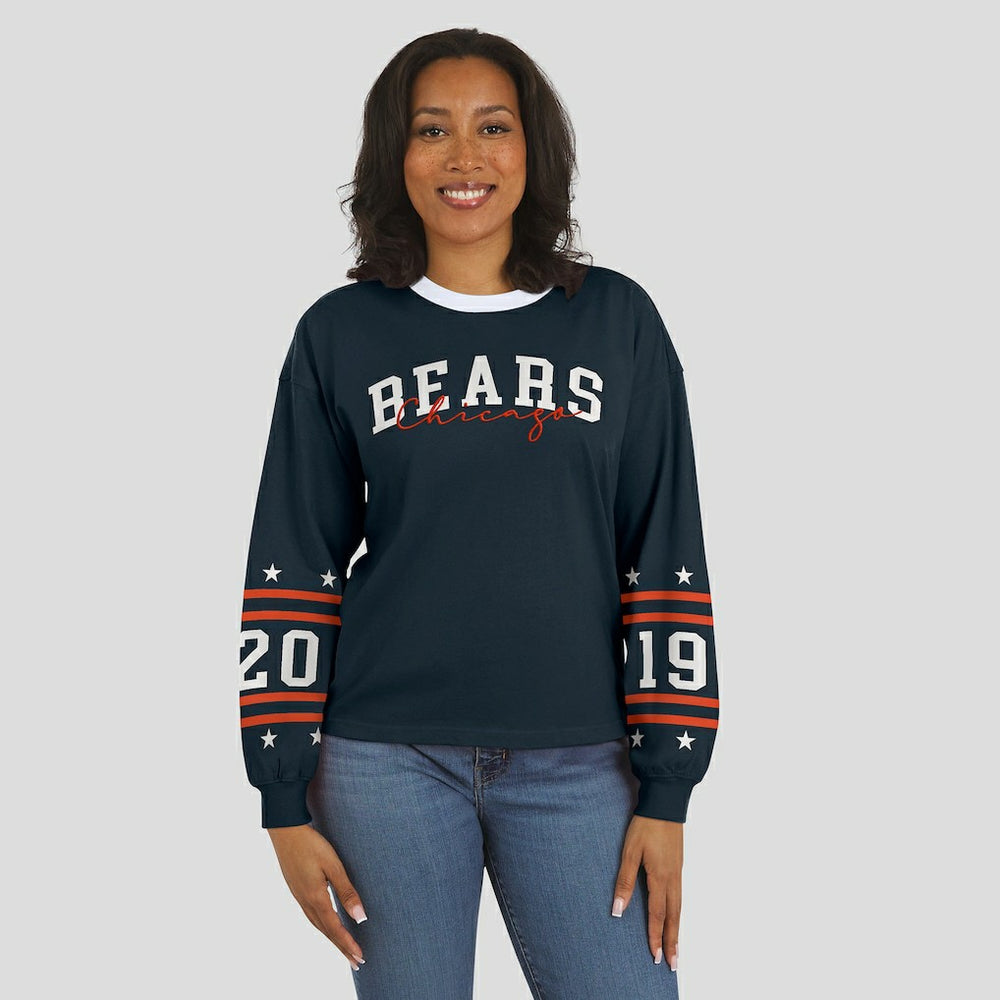 Chicago Bears WEAR by Erin Andrews Women's Sport Long-Sleeve T-Shirt Navy - NFL