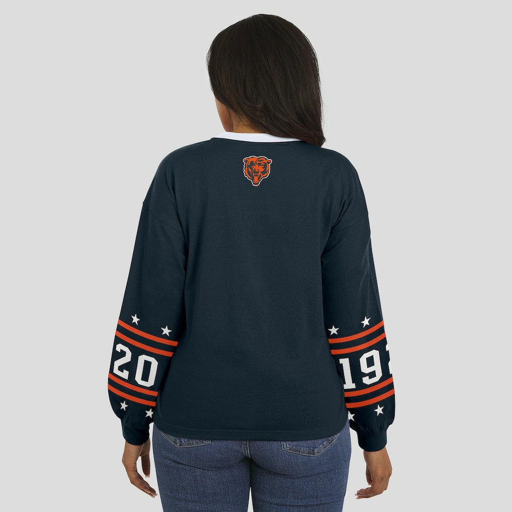 Chicago Bears WEAR by Erin Andrews Women's Sport Long-Sleeve T-Shirt Navy - NFL