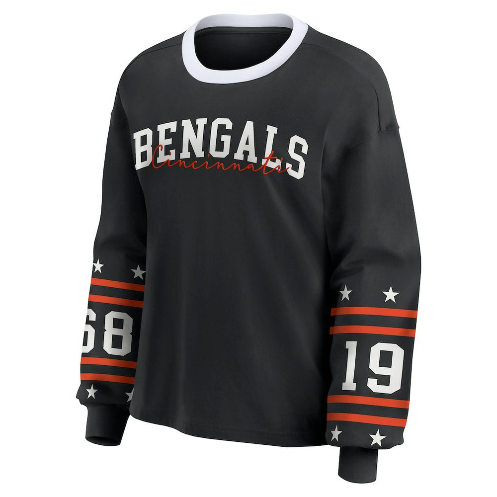 Cincinnati Bengals WEAR by Erin Andrews Women's Sport Long-Sleeve T-Shirt Black - NFL