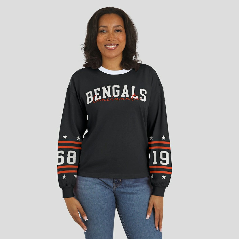 Cincinnati Bengals WEAR by Erin Andrews Women's Sport Long-Sleeve T-Shirt Black - NFL
