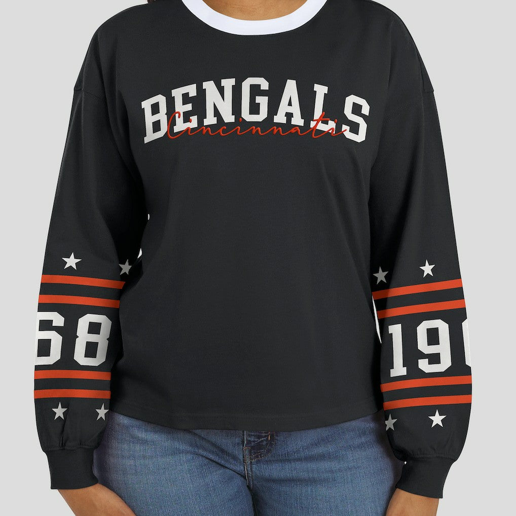 Cincinnati Bengals WEAR by Erin Andrews Women's Sport Long-Sleeve T-Shirt Black - NFL