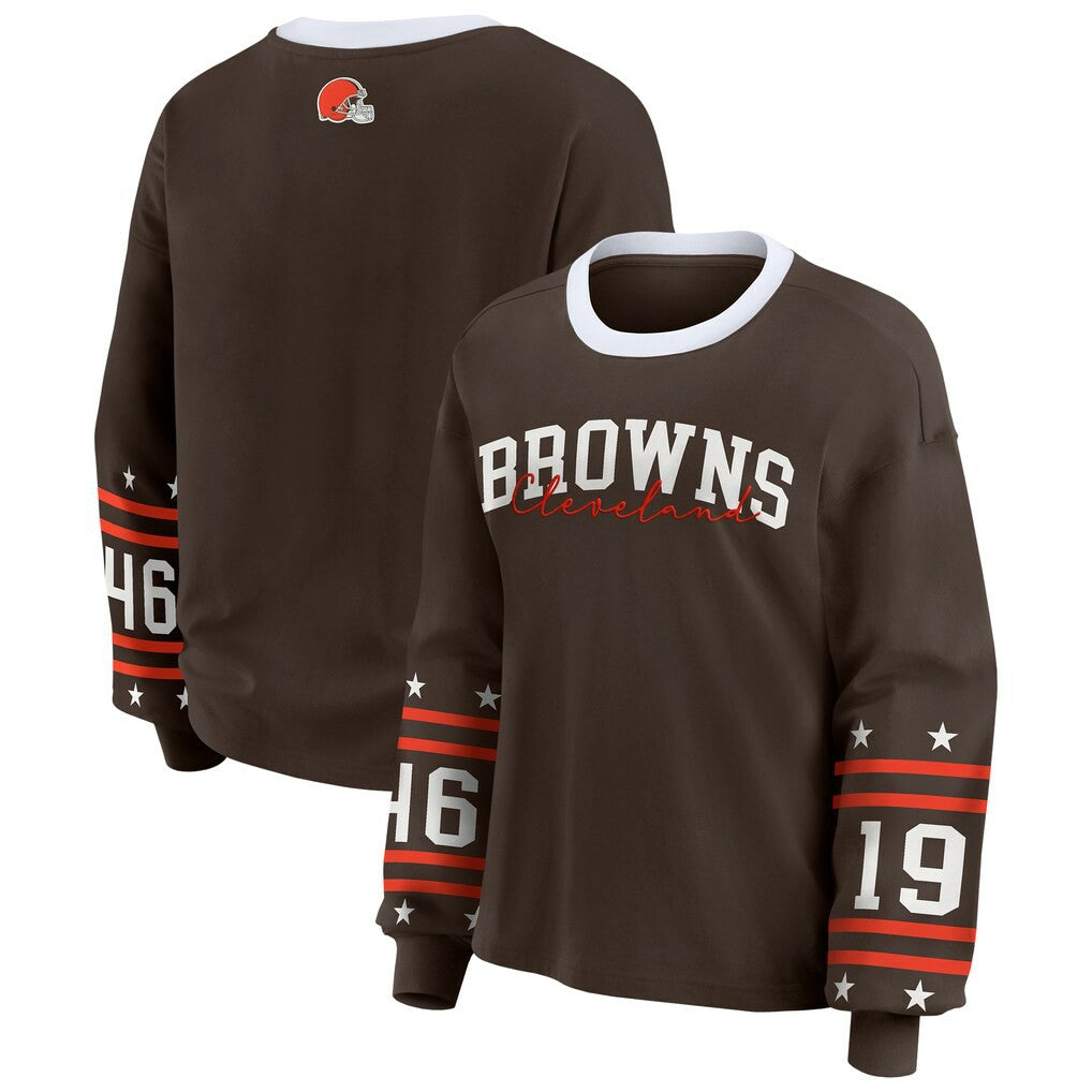 Cleveland Browns WEAR by Erin Andrews Women's Sport Long-Sleeve T-Shirt Brown - NFL