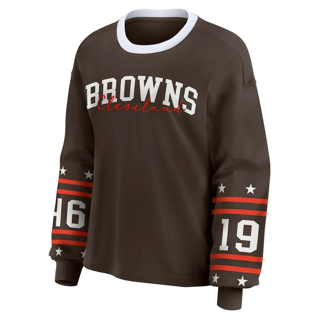 Cleveland Browns WEAR by Erin Andrews Women's Sport Long-Sleeve T-Shirt Brown - NFL