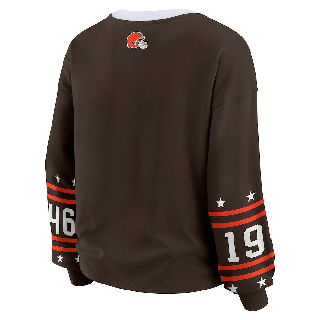 Cleveland Browns WEAR by Erin Andrews Women's Sport Long-Sleeve T-Shirt Brown - NFL