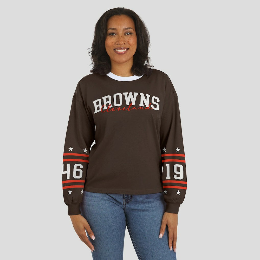 Cleveland Browns WEAR by Erin Andrews Women's Sport Long-Sleeve T-Shirt Brown - NFL