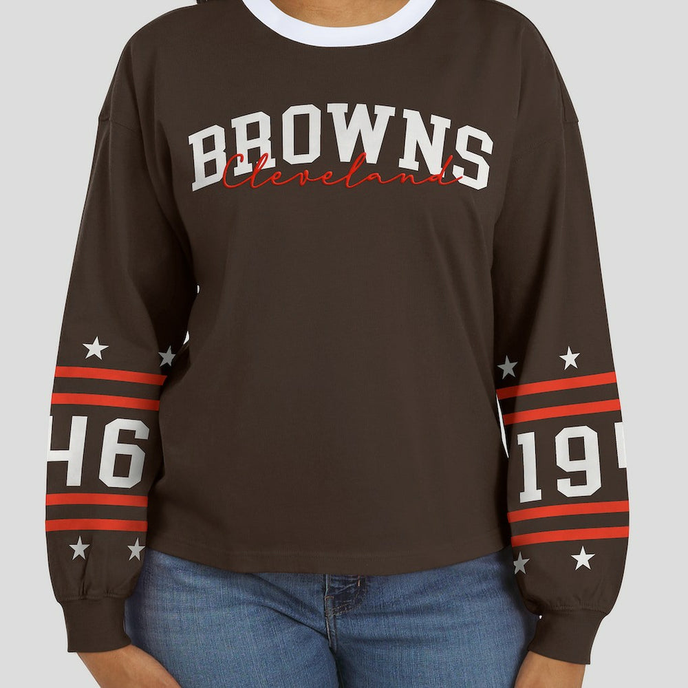 Cleveland Browns WEAR by Erin Andrews Women's Sport Long-Sleeve T-Shirt Brown - NFL