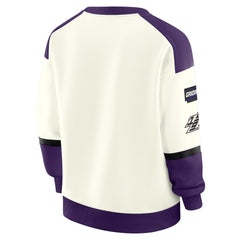 Baltimore Ravens WEAR by Erin Andrews Women's Racing Crew V-Neck Sweatshirt Cream - NFL