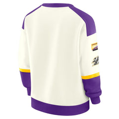 Minnesota Vikings WEAR by Erin Andrews Women's Racing Crew V-Neck Sweatshirt Cream - NFL