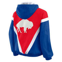 Buffalo Bills WEAR by Erin Andrews Women's Plus Size Retro Crinkle Full-Zip Hoodie Windbreaker Jacket Red/Royal - NFL