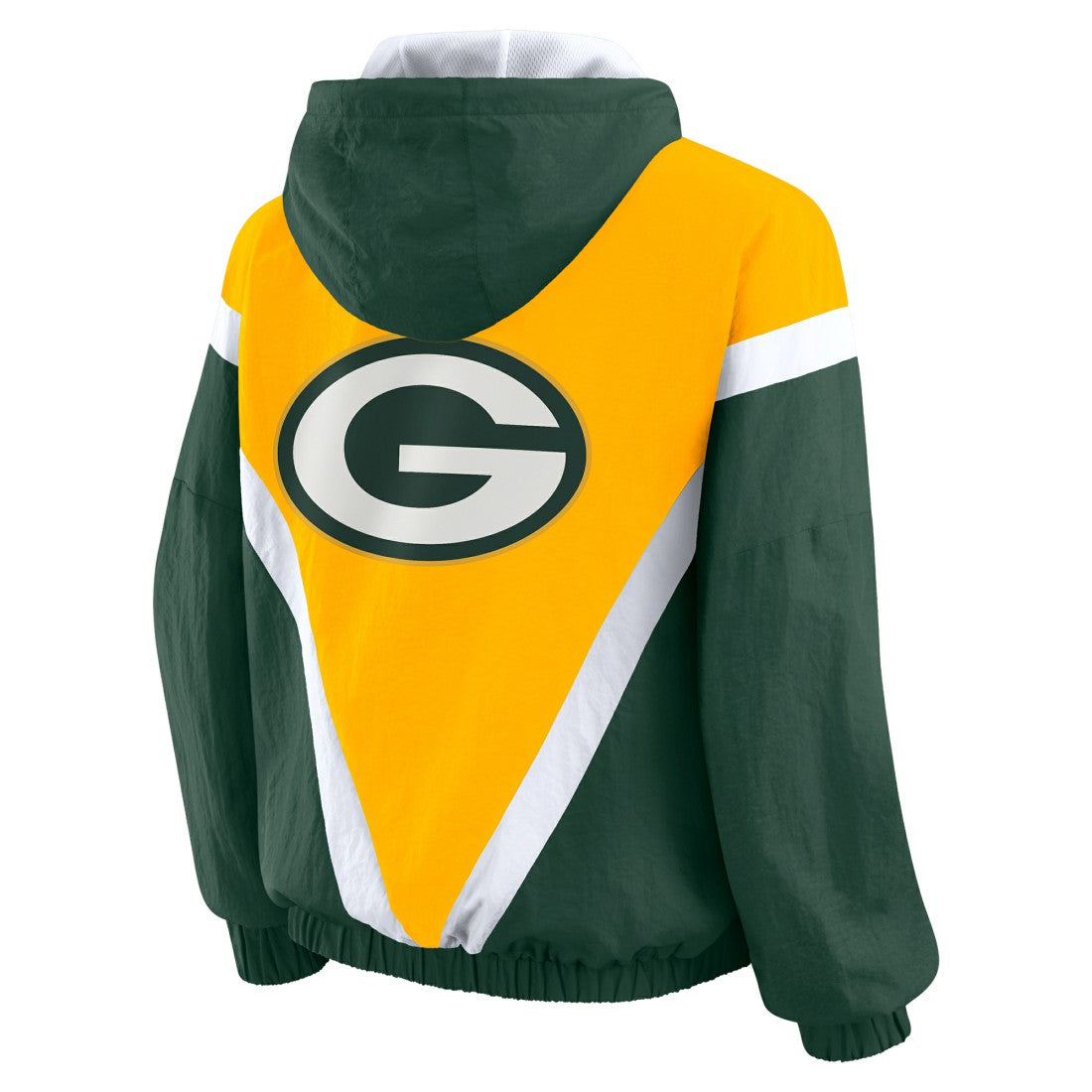 Green Bay Packers WEAR by Erin Andrews Women's Plus Size Retro Crinkle Full-Zip Hoodie Windbreaker Jacket Gold/Green - NFL