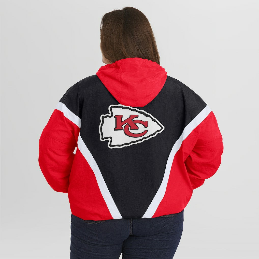 Kansas City Chiefs WEAR by Erin Andrews Women's Plus Size Retro Crinkle Full-Zip Hoodie Windbreaker Jacket Red/Black - NFL