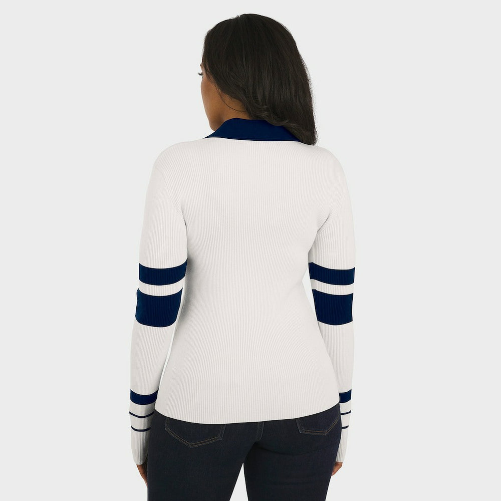 Seattle Seahawks WEAR by Erin Andrews Women's Ribbed Henley Polo Sweater White - NFL