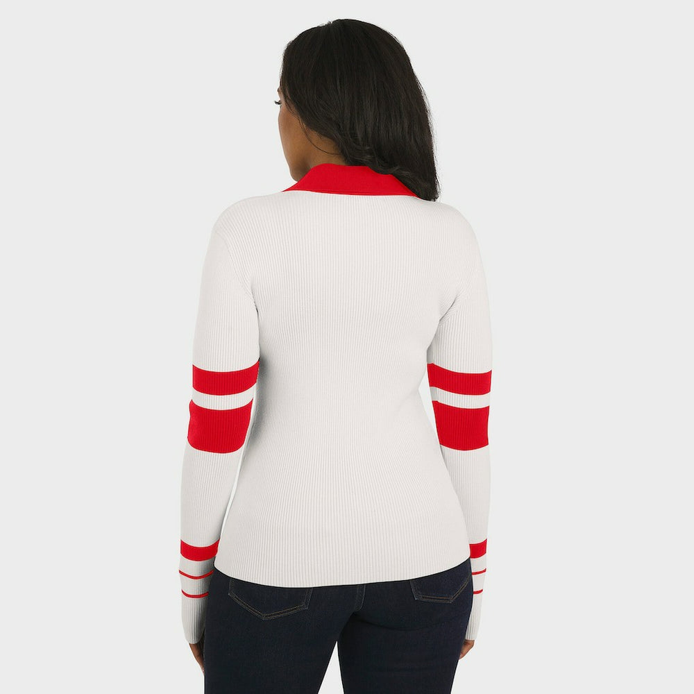 Kansas City Chiefs WEAR by Erin Andrews Women's Ribbed Henley Polo Sweater White - NFL