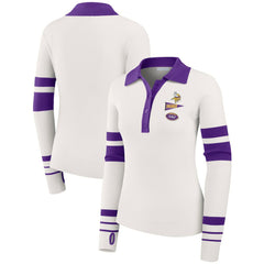 Minnesota Vikings WEAR by Erin Andrews Women's Ribbed Henley Polo Sweater White - NFL