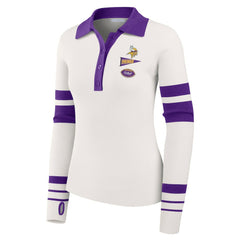 Minnesota Vikings WEAR by Erin Andrews Women's Ribbed Henley Polo Sweater White - NFL