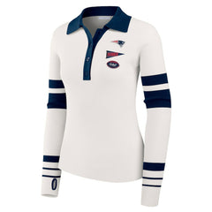 New England Patriots WEAR by Erin Andrews Women's Ribbed Henley Polo Sweater White - NFL