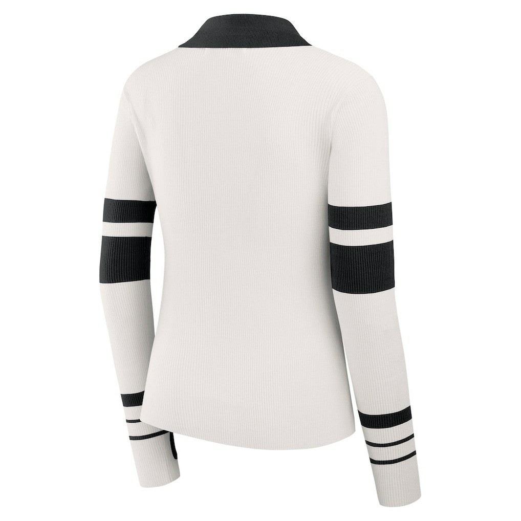 New Orleans Saints WEAR by Erin Andrews Women's Ribbed Henley Polo Sweater White - NFL
