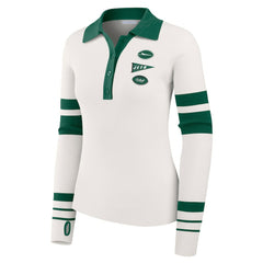 New York Jets WEAR by Erin Andrews Women's Ribbed Henley Polo Sweater White - NFL