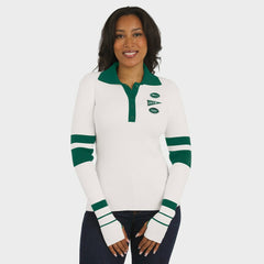 New York Jets WEAR by Erin Andrews Women's Ribbed Henley Polo Sweater White - NFL