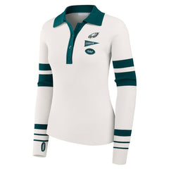 Philadelphia Eagles WEAR by Erin Andrews Women's Ribbed Henley Polo Sweater White - NFL