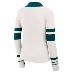 Philadelphia Eagles WEAR by Erin Andrews Women's Ribbed Henley Polo Sweater White - NFL