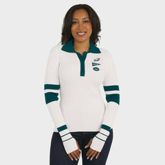 Philadelphia Eagles WEAR by Erin Andrews Women's Ribbed Henley Polo Sweater White - NFL