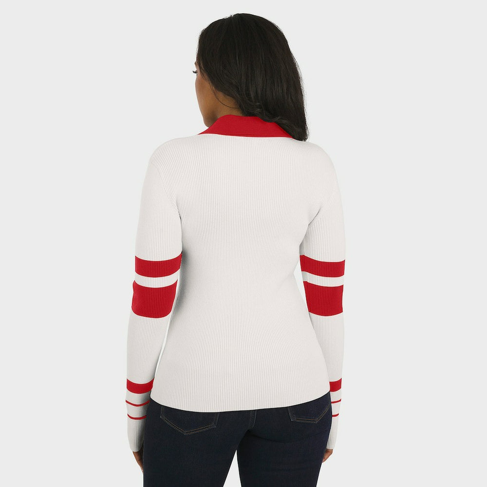 San Francisco 49ers WEAR by Erin Andrews Women's Ribbed Henley Polo Sweater White - NFL