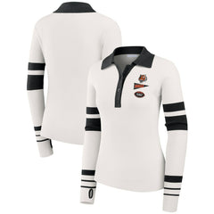 Cincinnati Bengals WEAR by Erin Andrews Women's Ribbed Henley Polo Sweater White - NFL
