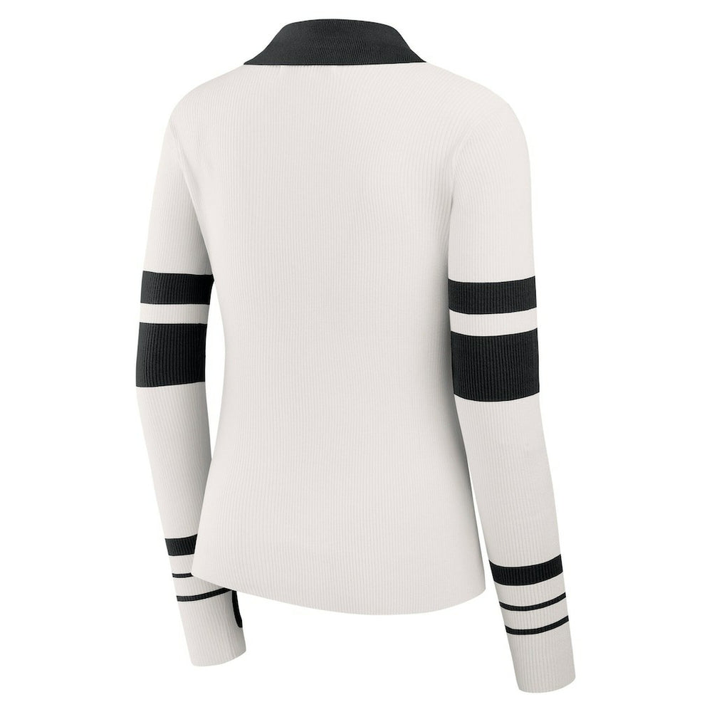 Cincinnati Bengals WEAR by Erin Andrews Women's Ribbed Henley Polo Sweater White - NFL