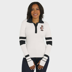 Cincinnati Bengals WEAR by Erin Andrews Women's Ribbed Henley Polo Sweater White - NFL