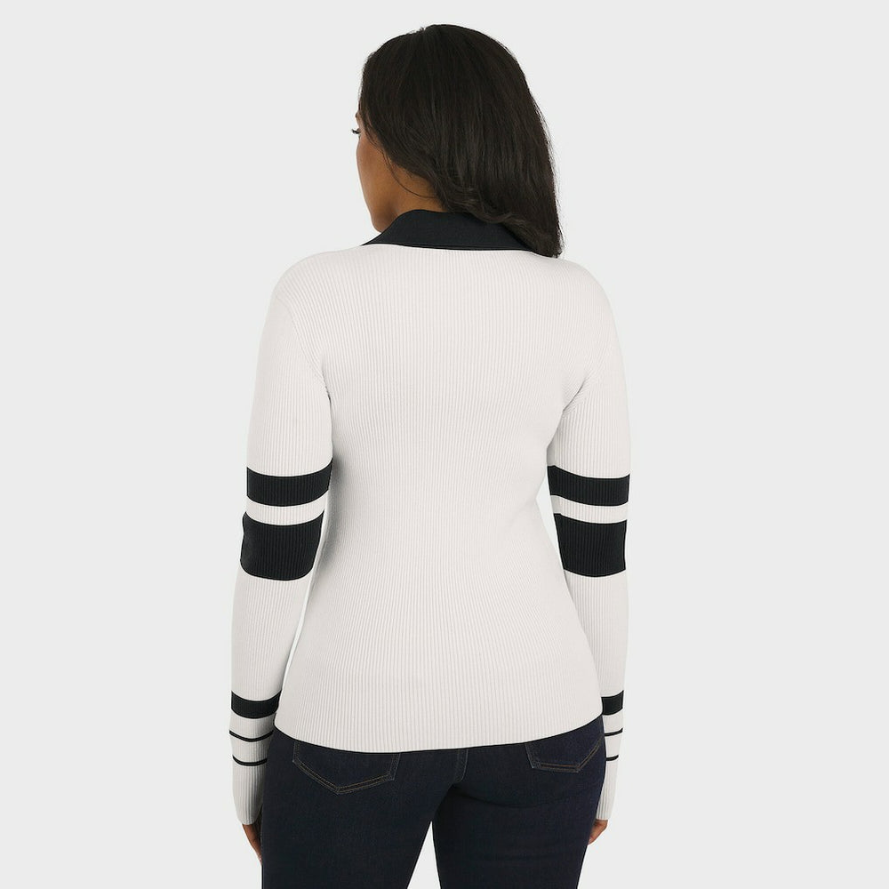 Cincinnati Bengals WEAR by Erin Andrews Women's Ribbed Henley Polo Sweater White - NFL