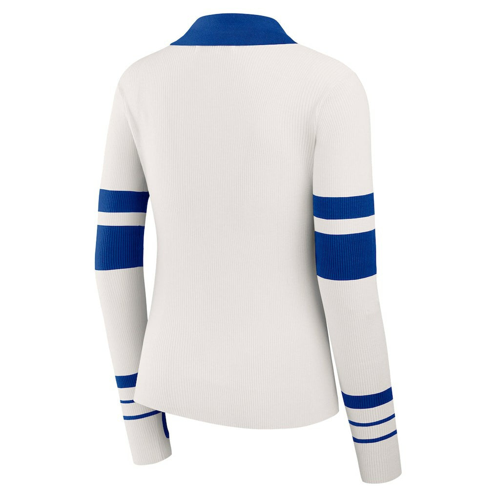 Buffalo Bills WEAR by Erin Andrews Women's Ribbed Henley Polo Sweater White - NFL