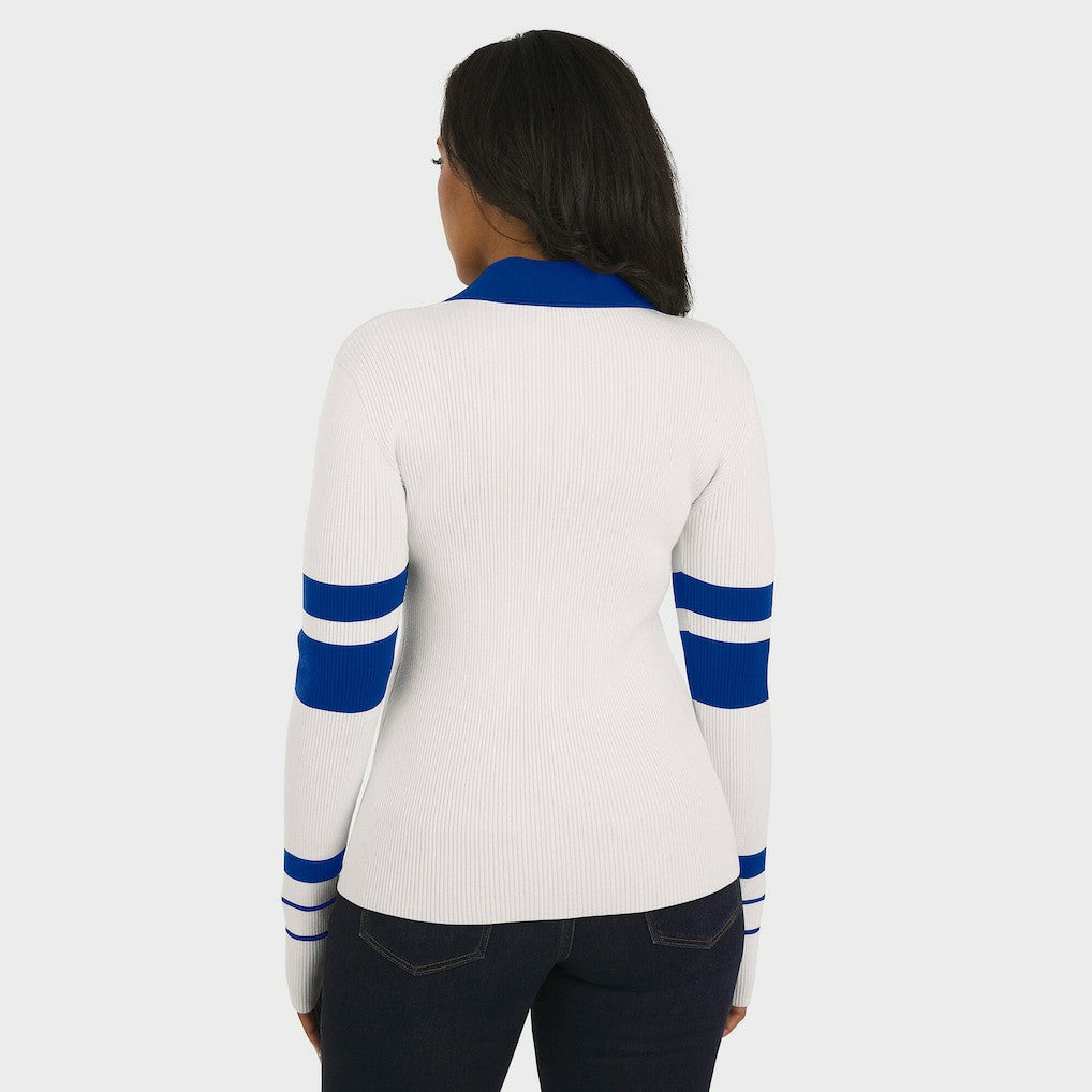 Buffalo Bills WEAR by Erin Andrews Women's Ribbed Henley Polo Sweater White - NFL