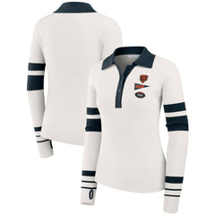 Chicago Bears WEAR by Erin Andrews Women's Ribbed Henley Polo Sweater White - NFL