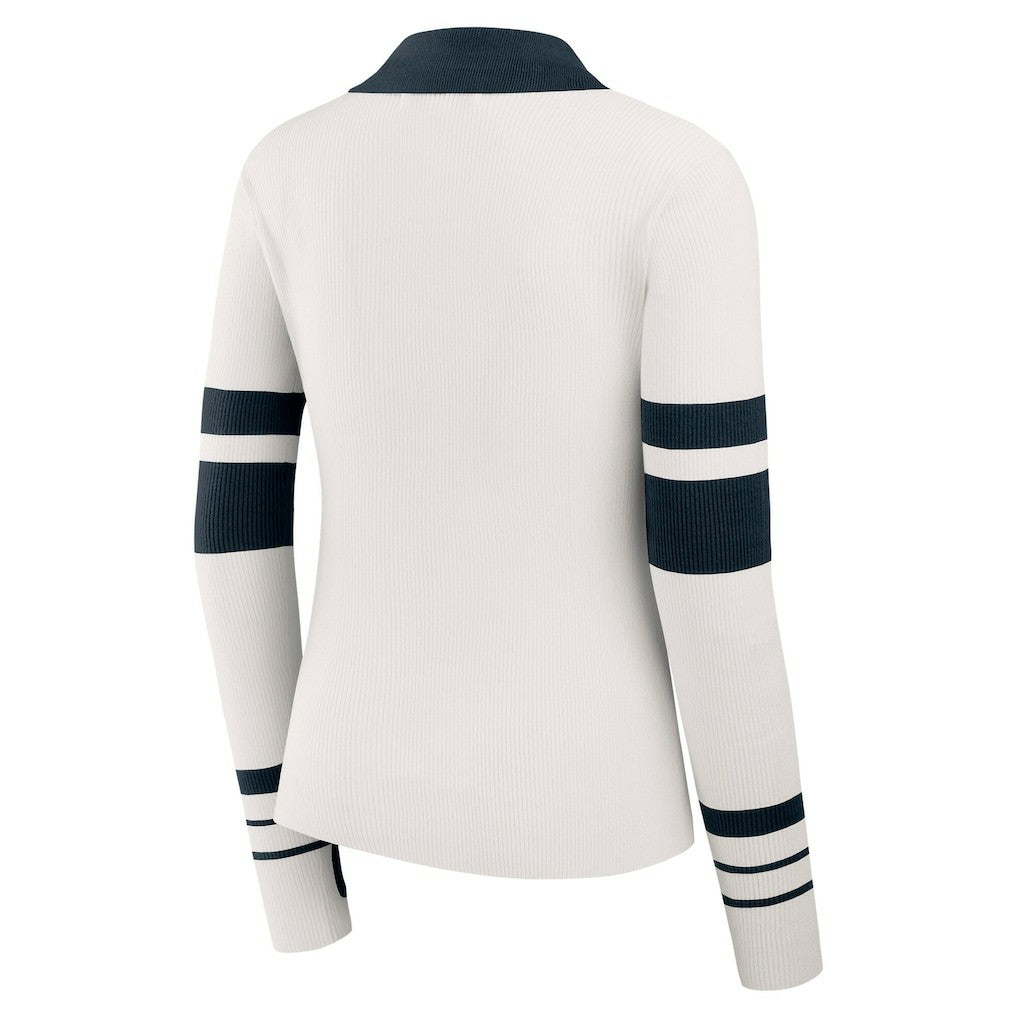 Chicago Bears WEAR by Erin Andrews Women's Ribbed Henley Polo Sweater White - NFL