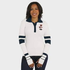 Chicago Bears WEAR by Erin Andrews Women's Ribbed Henley Polo Sweater White - NFL