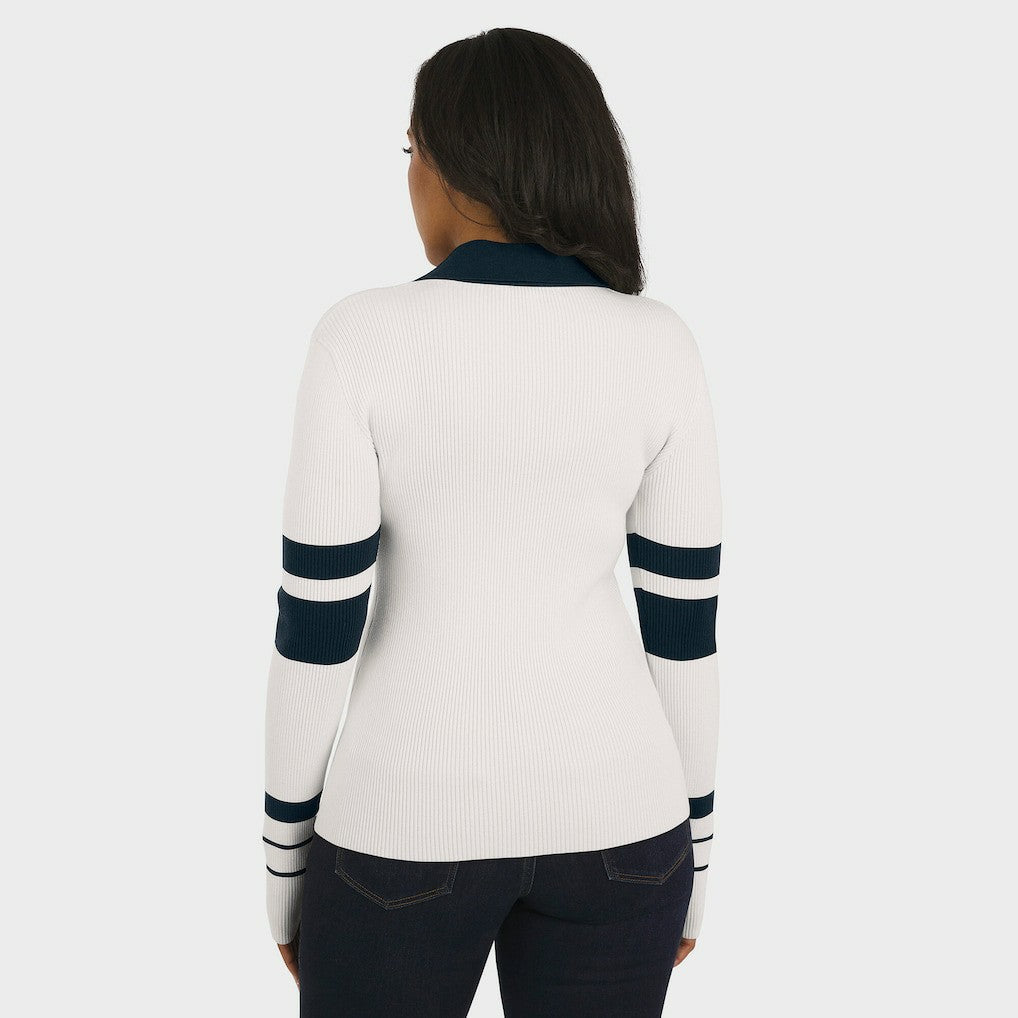 Chicago Bears WEAR by Erin Andrews Women's Ribbed Henley Polo Sweater White - NFL