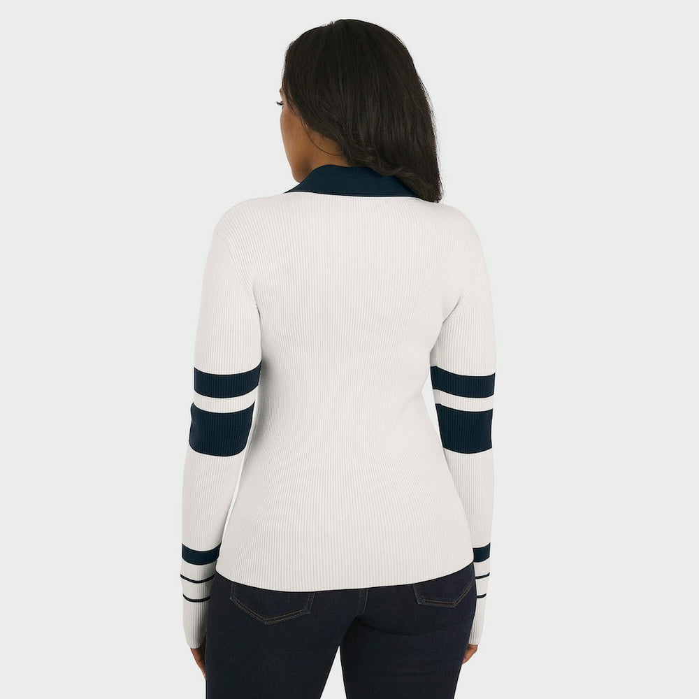 Chicago Bears WEAR by Erin Andrews Women's Ribbed Henley Polo Sweater White - NFL