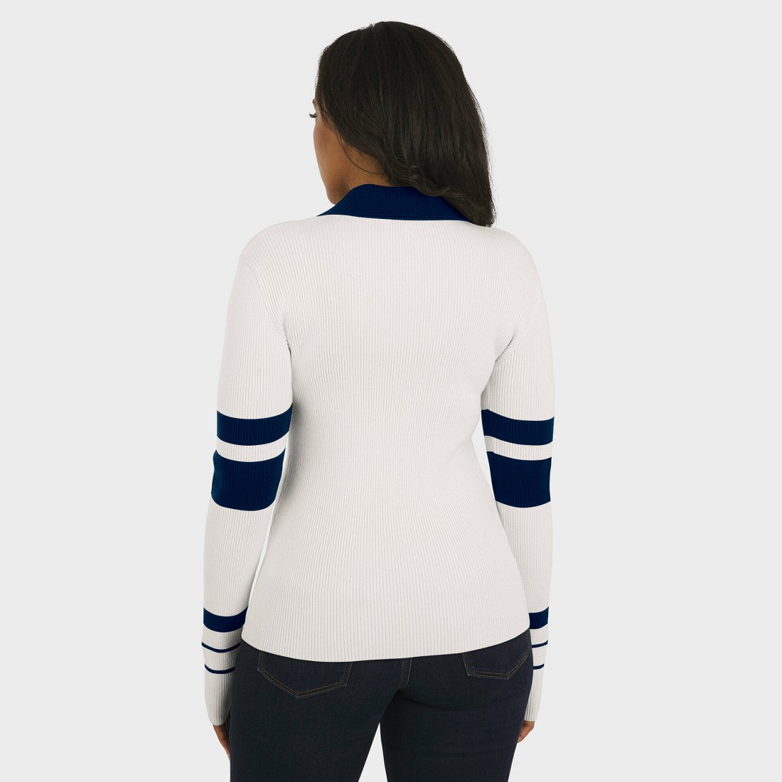 Denver Broncos WEAR by Erin Andrews Women's Ribbed Henley Polo Sweater White - NFL