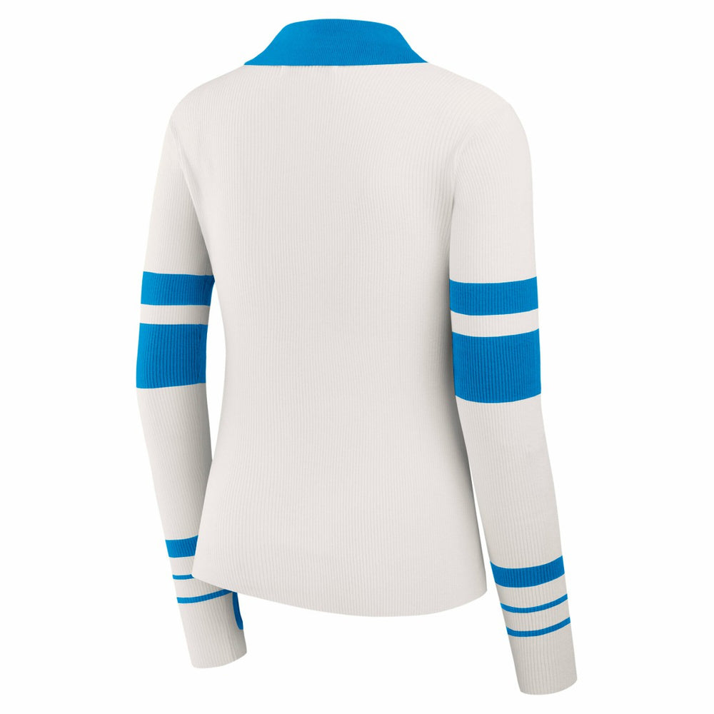 Detroit Lions WEAR by Erin Andrews Women's Ribbed Henley Polo Sweater White - NFL