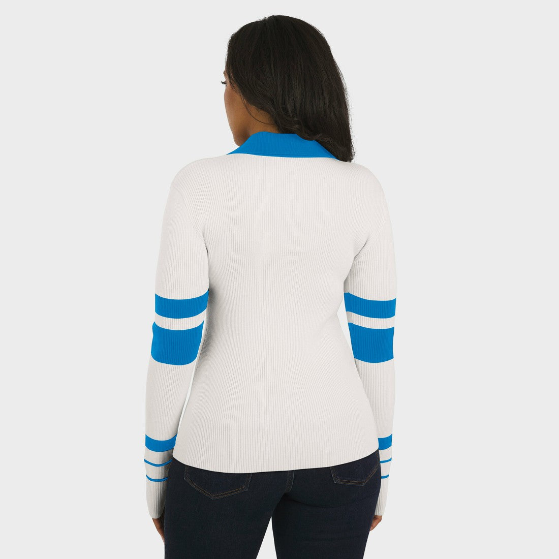 Detroit Lions WEAR by Erin Andrews Women's Ribbed Henley Polo Sweater White - NFL