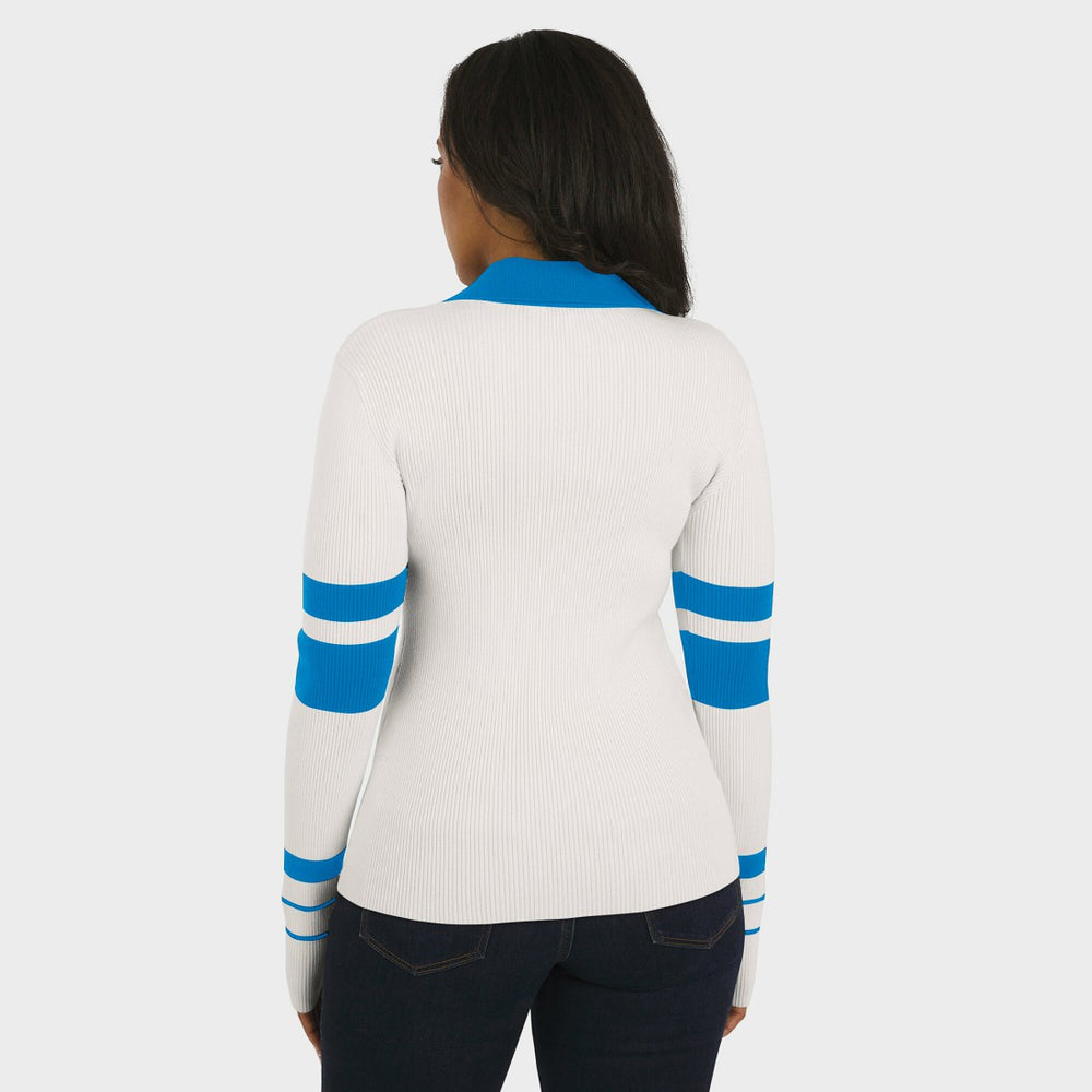 Detroit Lions WEAR by Erin Andrews Women's Ribbed Henley Polo Sweater White - NFL