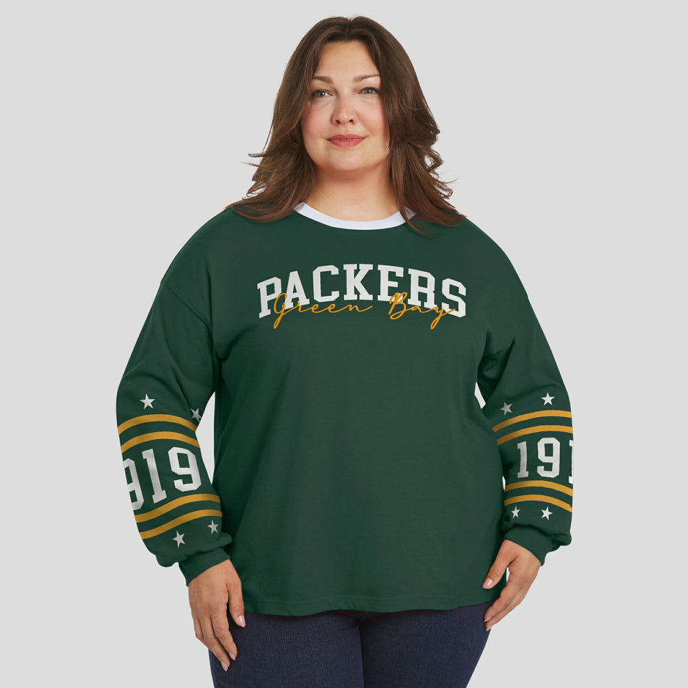 Green Bay Packers WEAR by Erin Andrews Women's Plus Size Sport Long-Sleeve T-Shirt Green - NFL