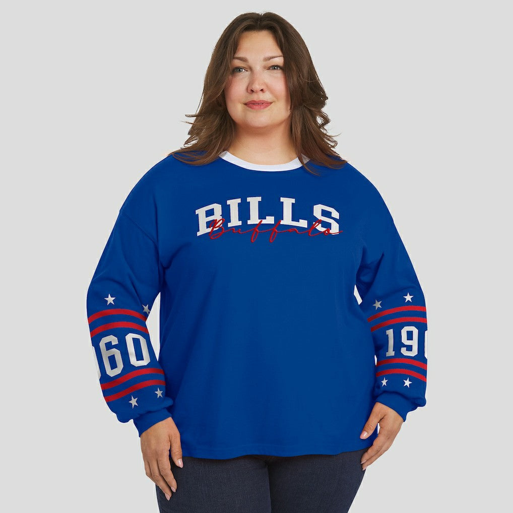 Buffalo Bills WEAR by Erin Andrews Women's Plus Size Sport Long-Sleeve T-Shirt Royal - NFL
