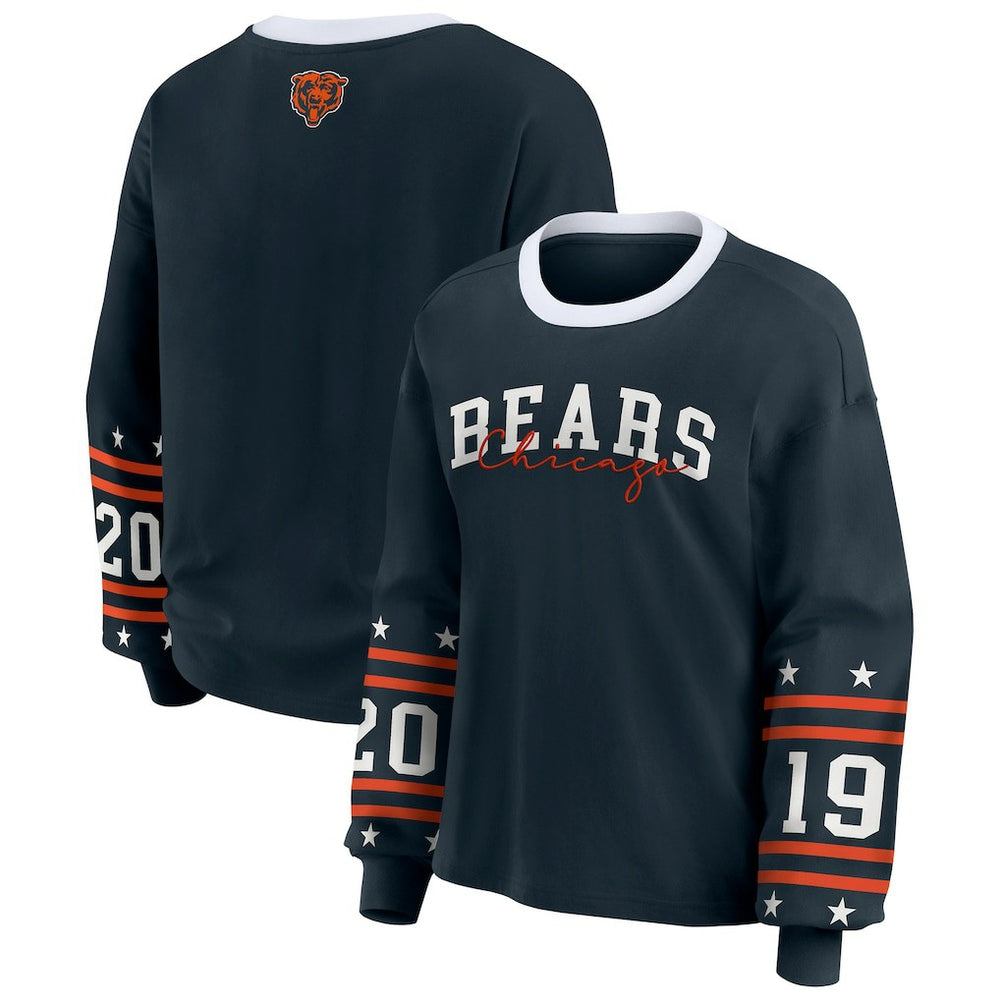 Chicago Bears WEAR by Erin Andrews Women's Plus Size Sport Long-Sleeve T-Shirt Navy - NFL