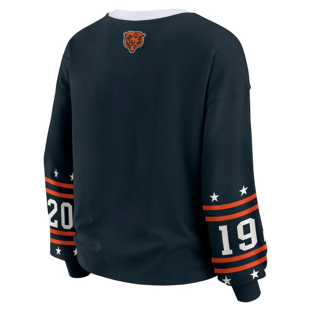 Chicago Bears WEAR by Erin Andrews Women's Plus Size Sport Long-Sleeve T-Shirt Navy - NFL
