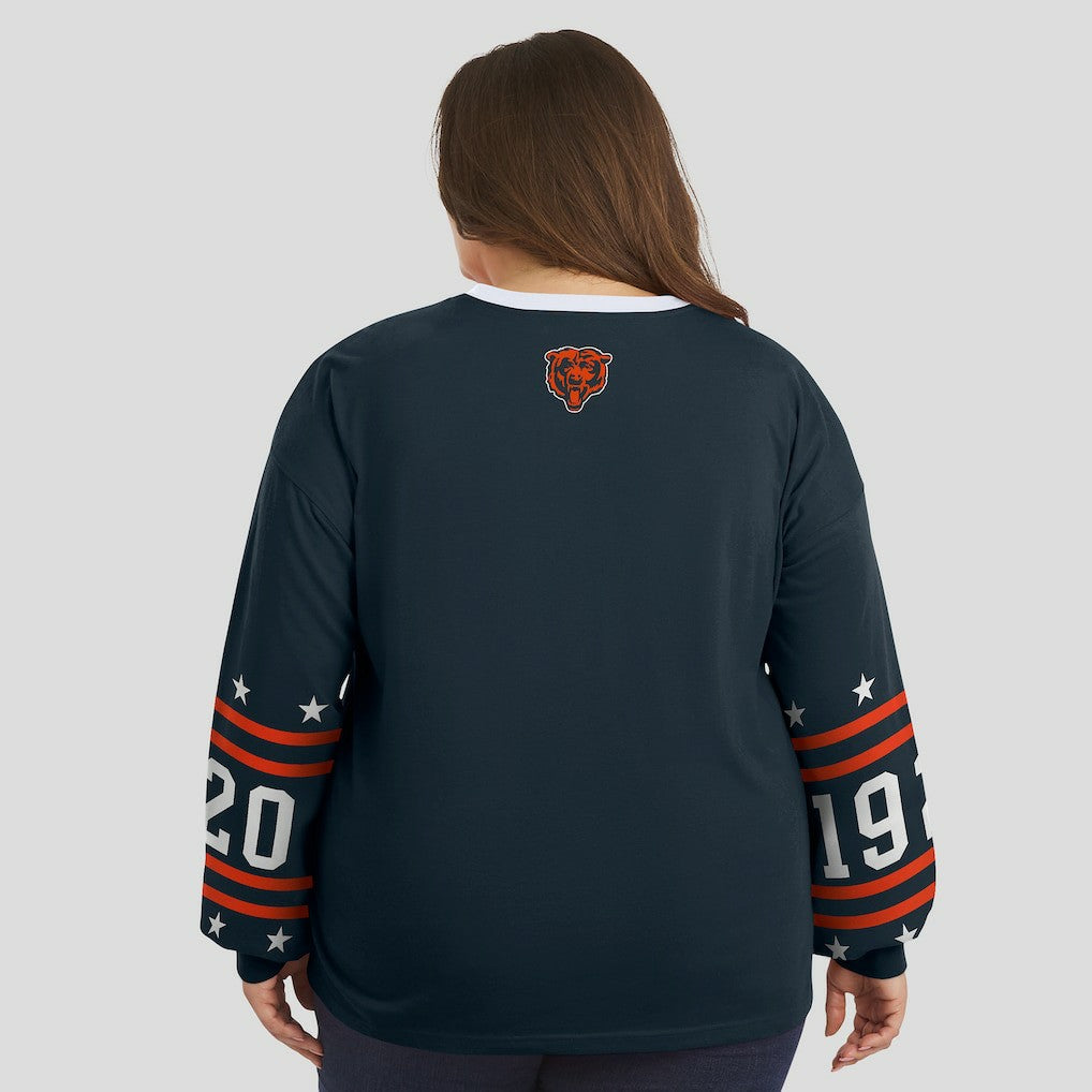 Chicago Bears WEAR by Erin Andrews Women's Plus Size Sport Long-Sleeve T-Shirt Navy - NFL