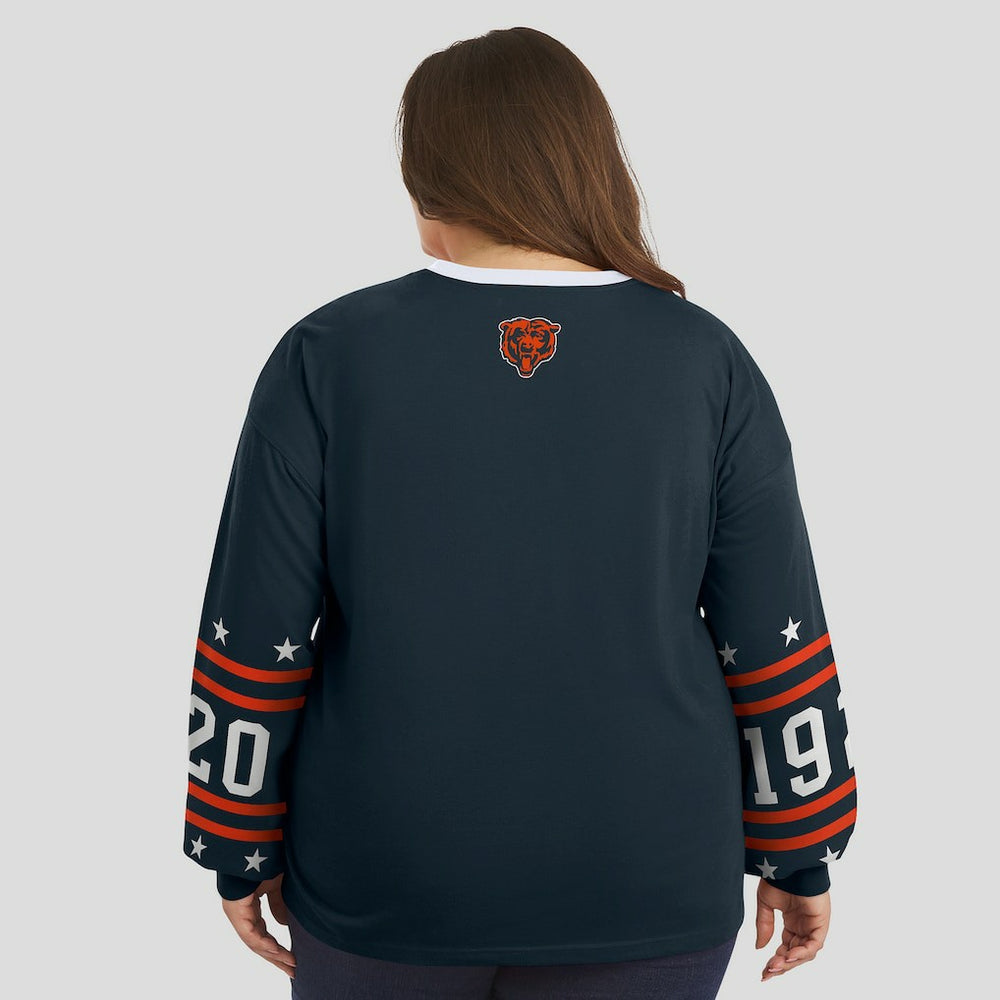 Chicago Bears WEAR by Erin Andrews Women's Plus Size Sport Long-Sleeve T-Shirt Navy - NFL