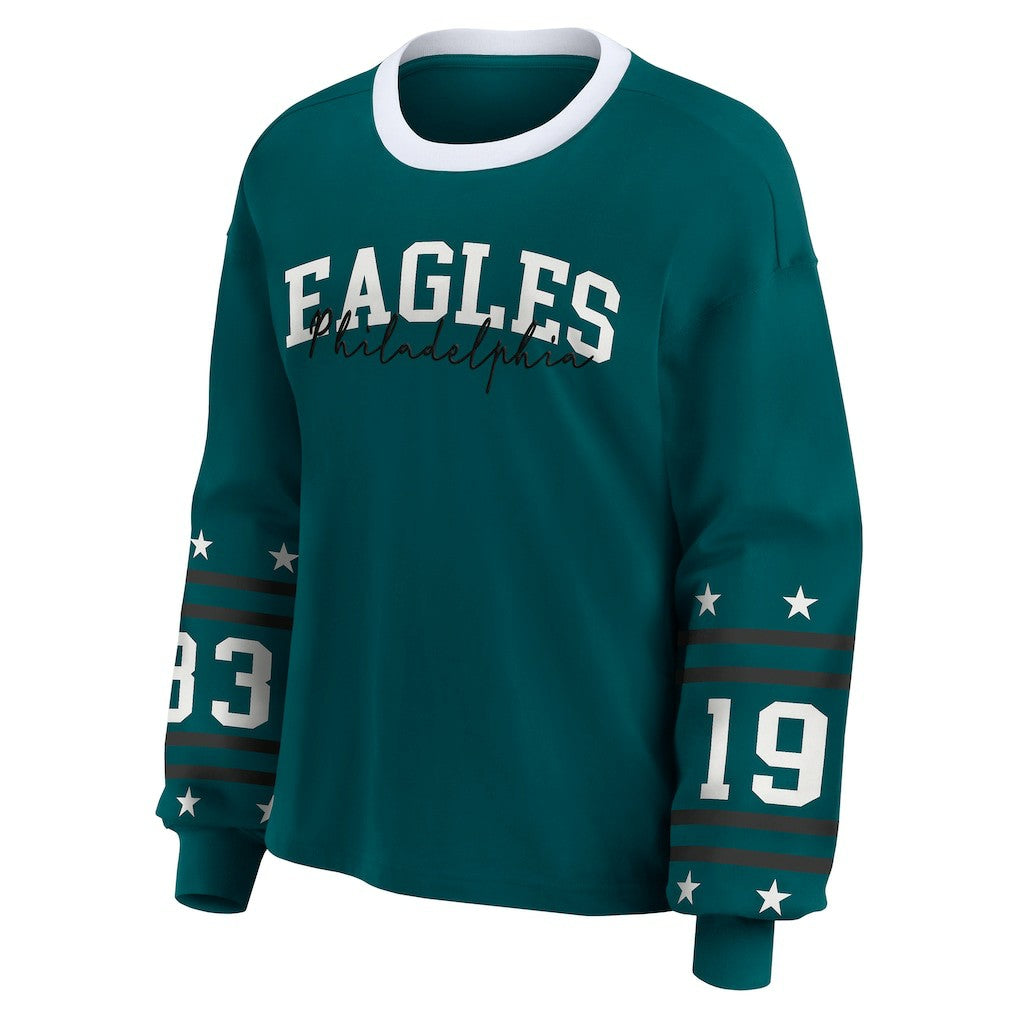 Philadelphia Eagles WEAR by Erin Andrews Women's Plus Size Sport Long-Sleeve T-Shirt Midnight Green - NFL